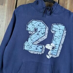 Snoopy Joe Cool Peanuts Cartoon 21 Vintage Y2K Pullover Hoodie Sweatshirt Large